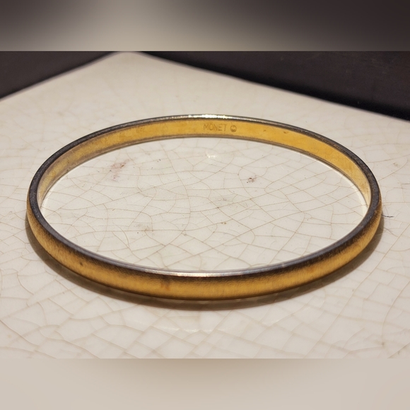 Vintage Monet brush gold texture bangle bracelet #bangle #braceletstack - Picture 3 of 7